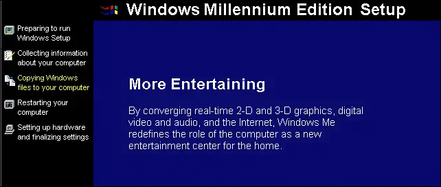 Windows ME Setup screen