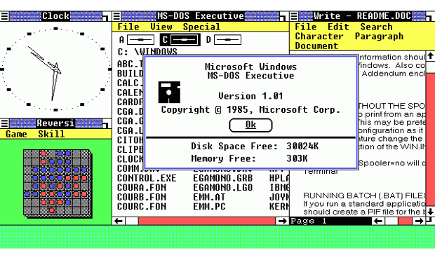 A screenshot of Windows 1.0.