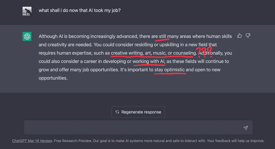 ChatGPT responds on what to do now that AI replaces developers.
